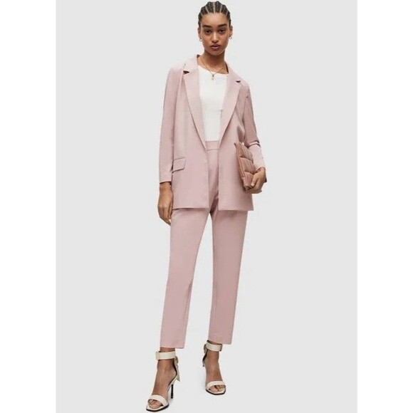 All Saints Pink Aleida Lightweight Tri Blazer Open Front Jacket Women’s Size 2 - Picture 2 of 13